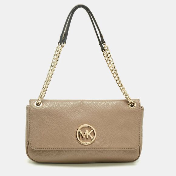Michael Kors Beige Leather Fulton Shoulder Bag